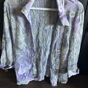Woman’s Casual Purple and Gray Button Down Shirt - large